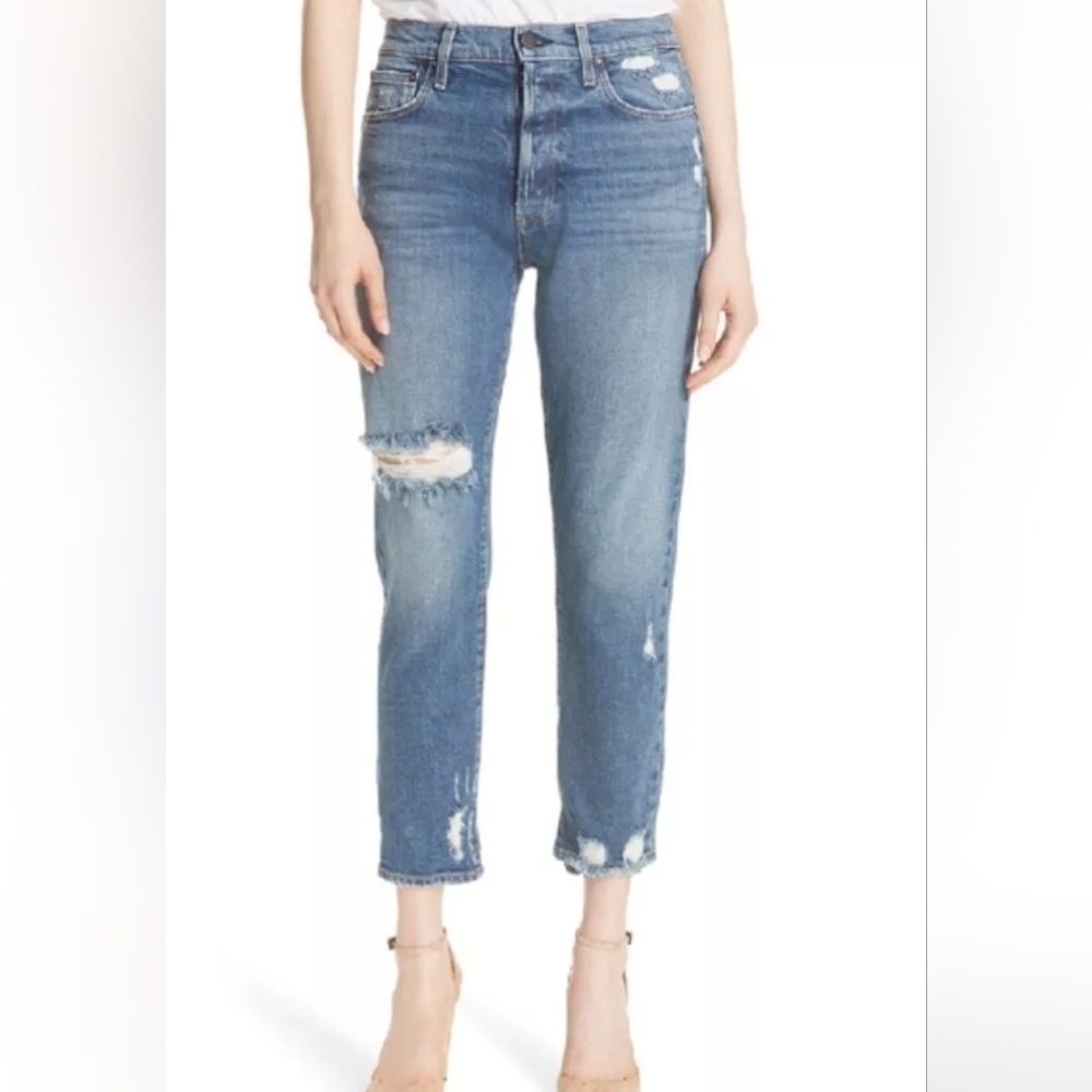 AO.LA by Alice + Olivia Womens Blue Medium Wash High Rise Straight Jeans